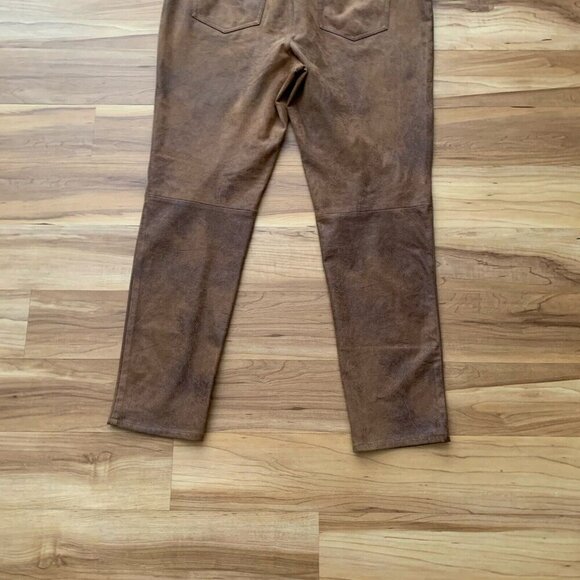 Chicos Faux-Suede 5-Pocket Slim Pants Size 3 US 16 Brown Stretch Flat Front - Picture 6 of 13